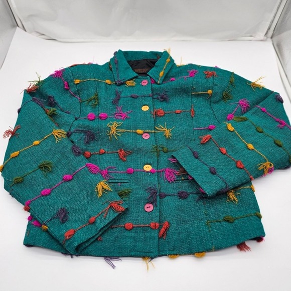 Kindred Spirit Jackets & Blazers - Kindred Spirit Women's Woven Colorful Fringe Short Jacket Size Medium